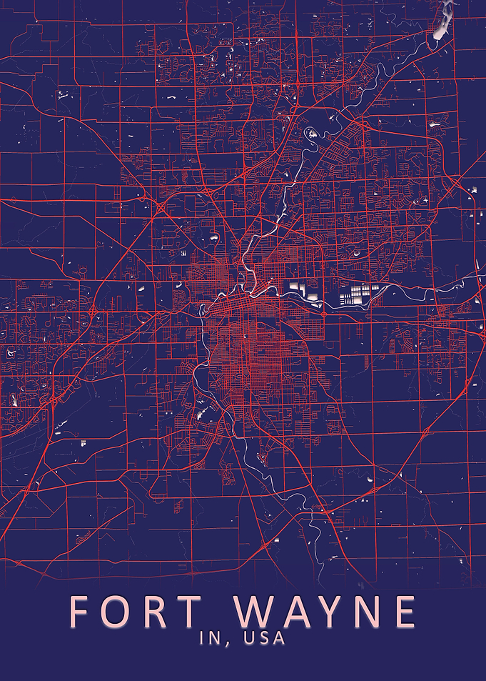 Fort Wayne IN USA City Map