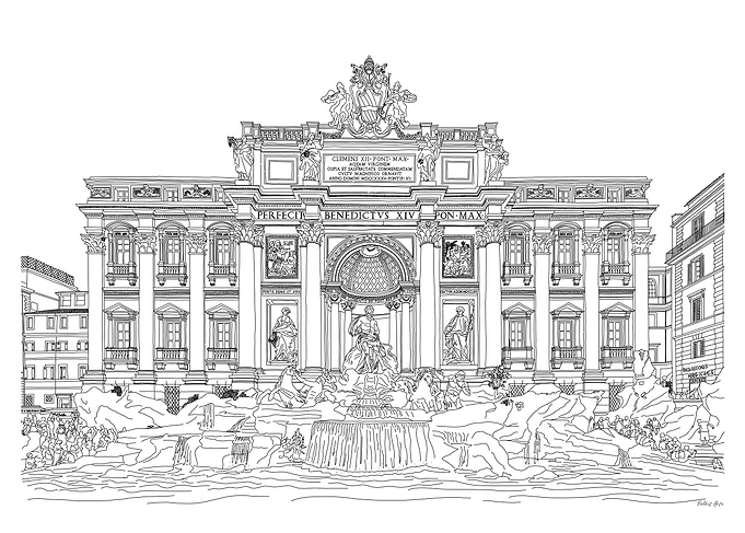 Fontana di Trevi BW
