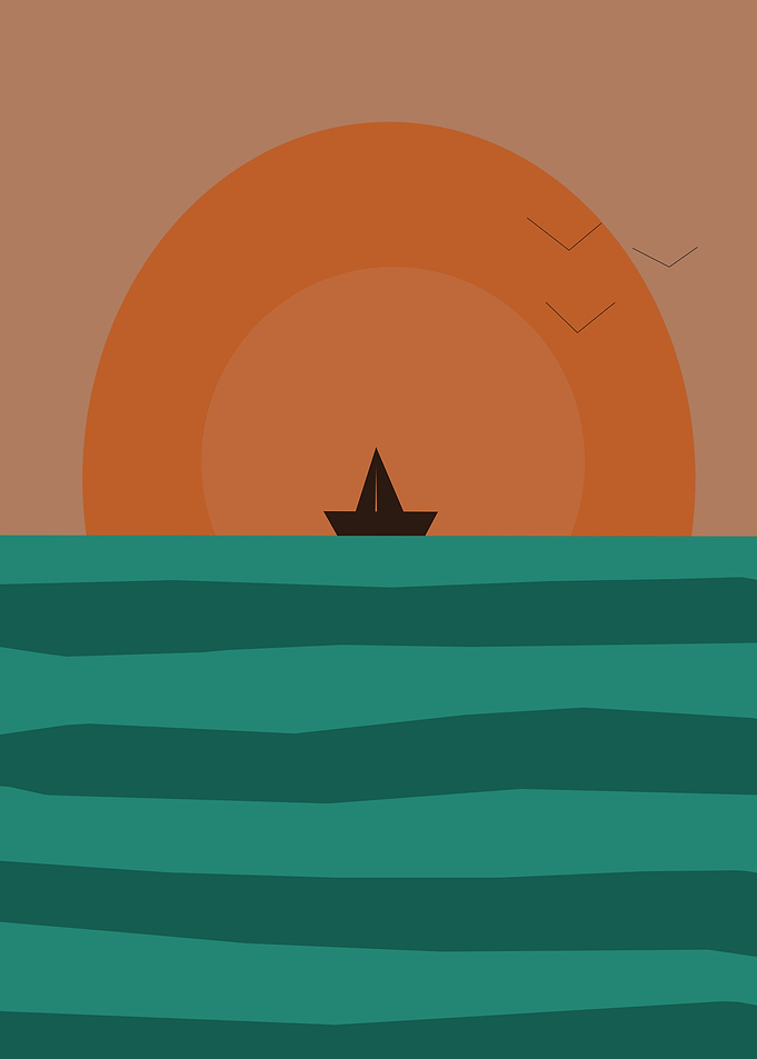 Sunset in the sea