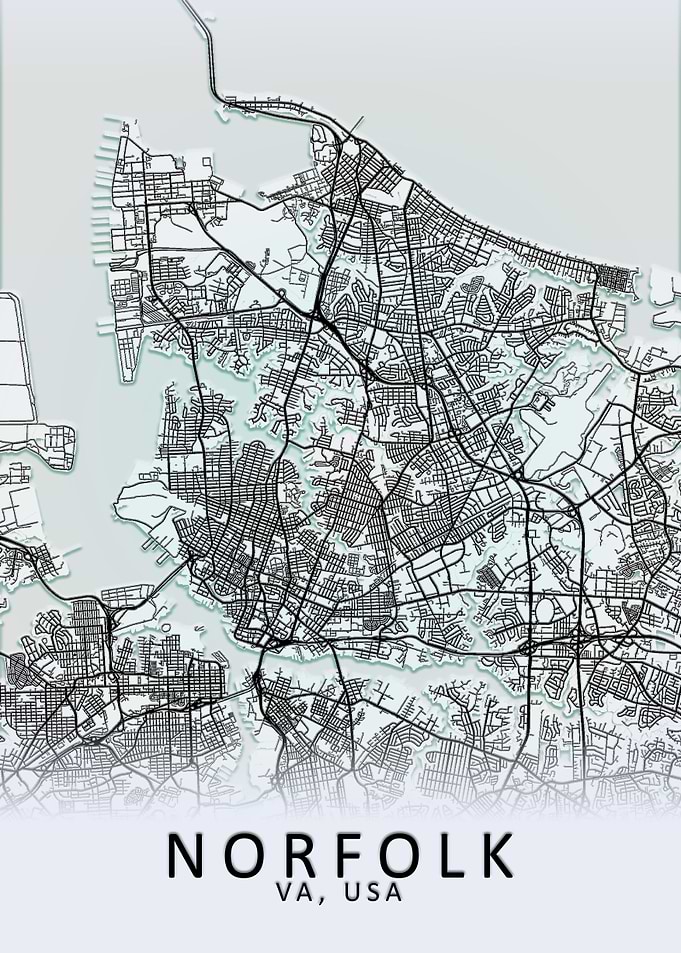 Norfolk VA USA City Map