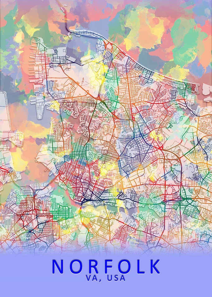 Norfolk VA USA City Map