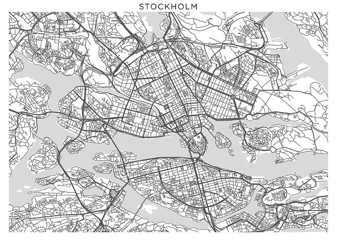 Stockholm grey map