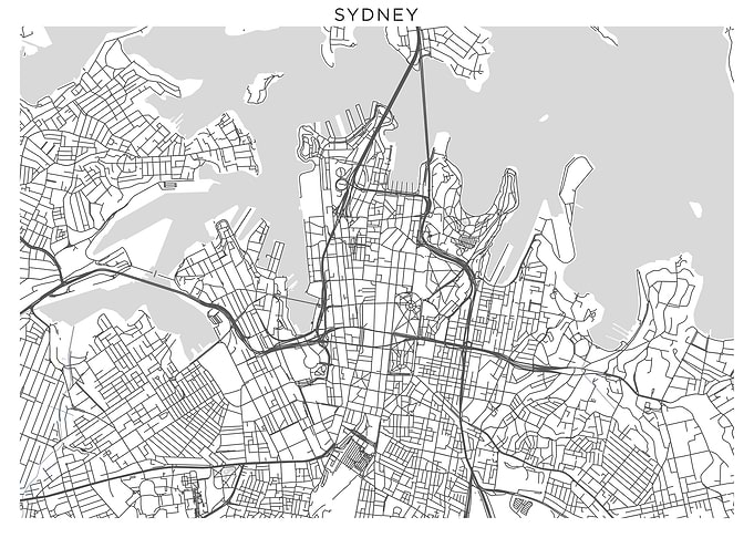Sydney grey map