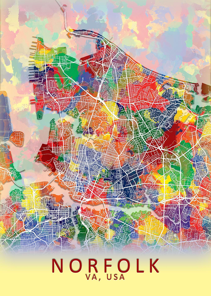 Norfolk VA USA City Map