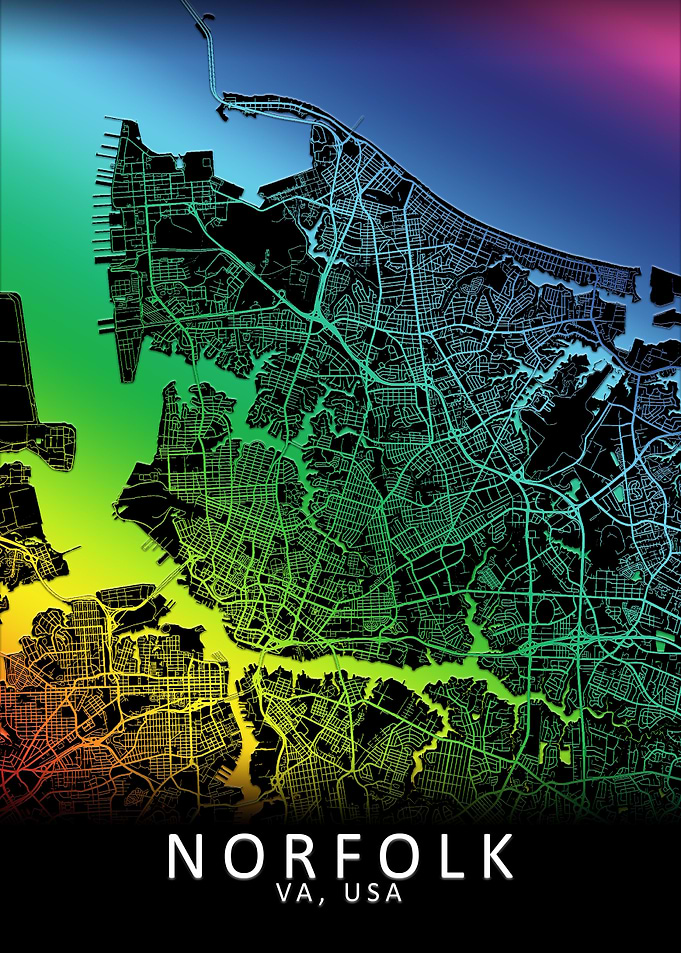 Norfolk VA USA City Map