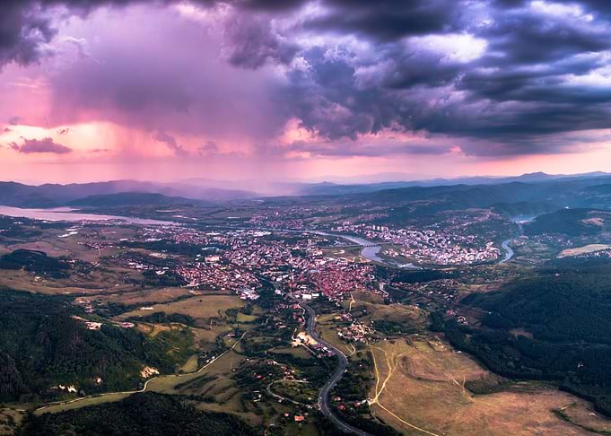 Rainy sunset over Kardjali