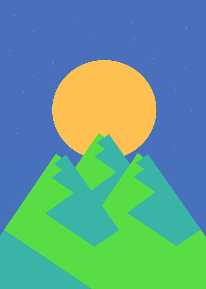 Full moon over the peaks