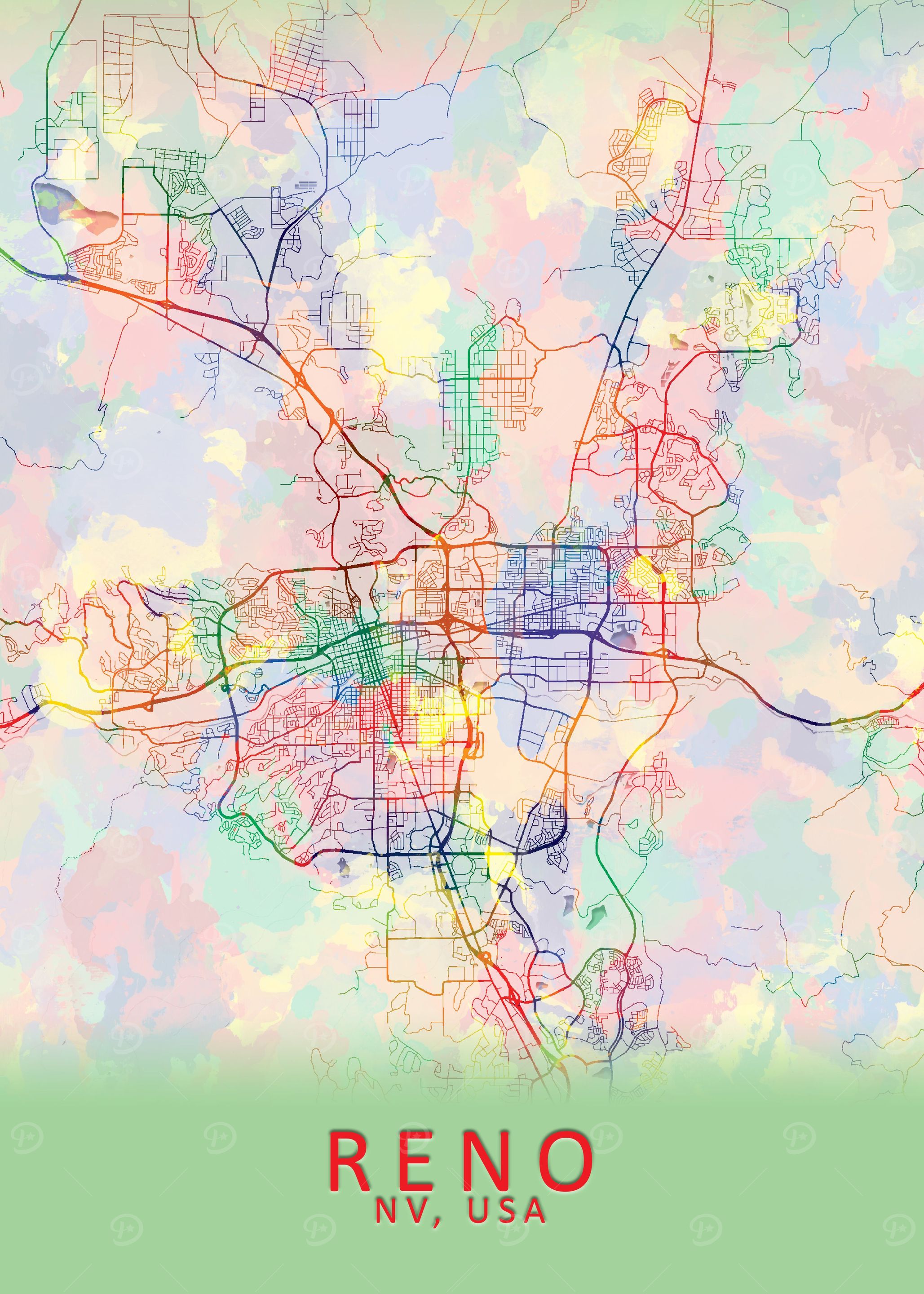 Reno NV USA City Map