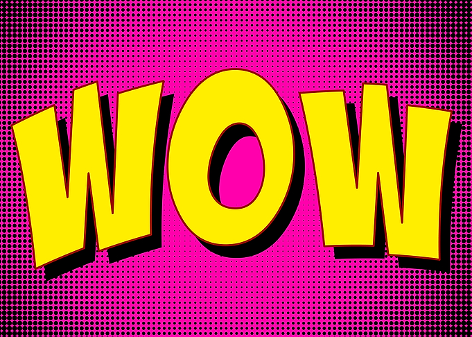 Wow text cartoon bubblegum