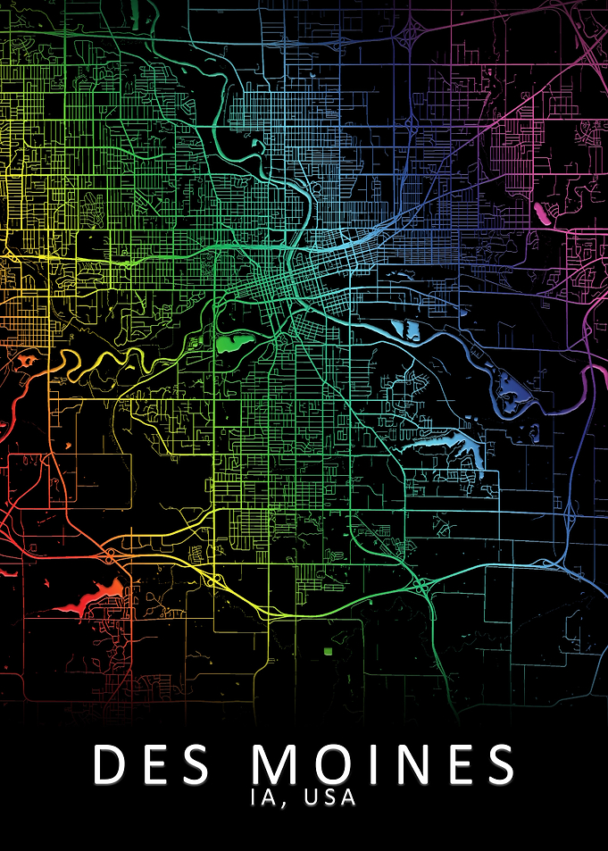 Des Moines IA USA City Map