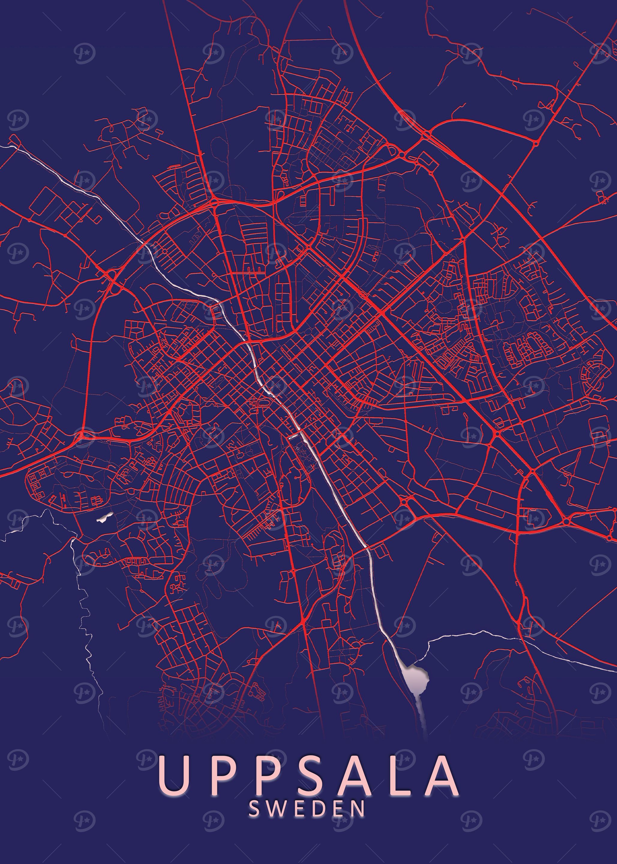 Uppsala Sweden City Map