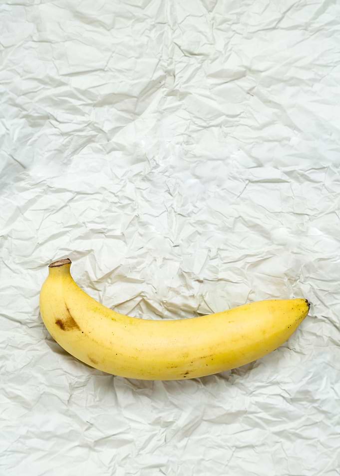 Bananas on wrinkled paper