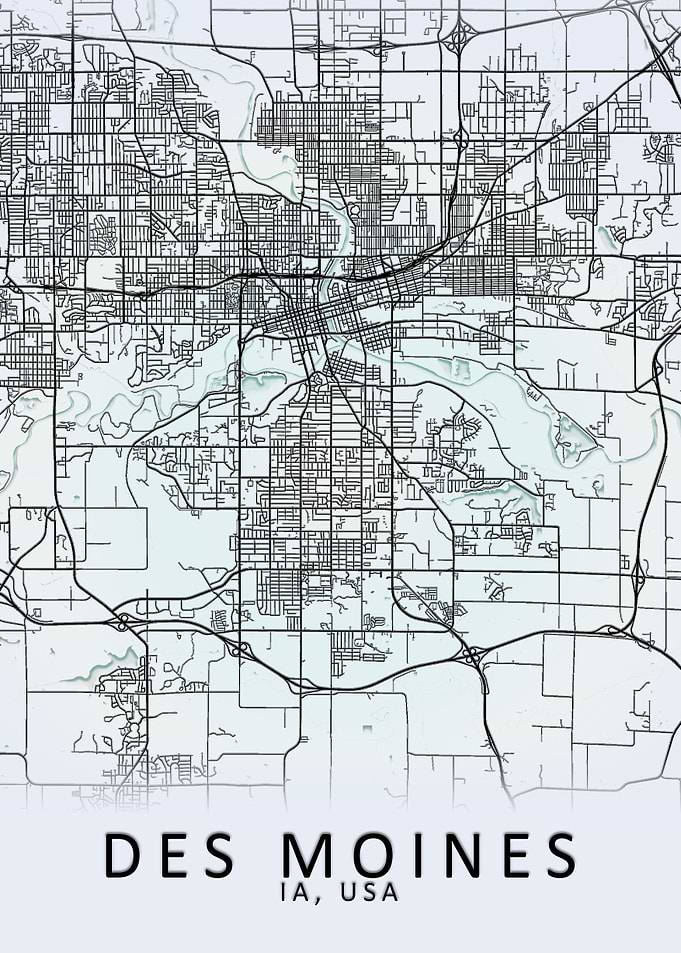 Des Moines IA USA City Map