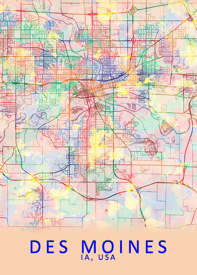 Des Moines IA USA City Map