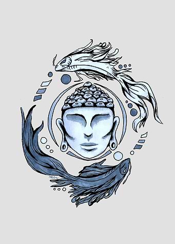 Buddha Yin Yang Koi Fish