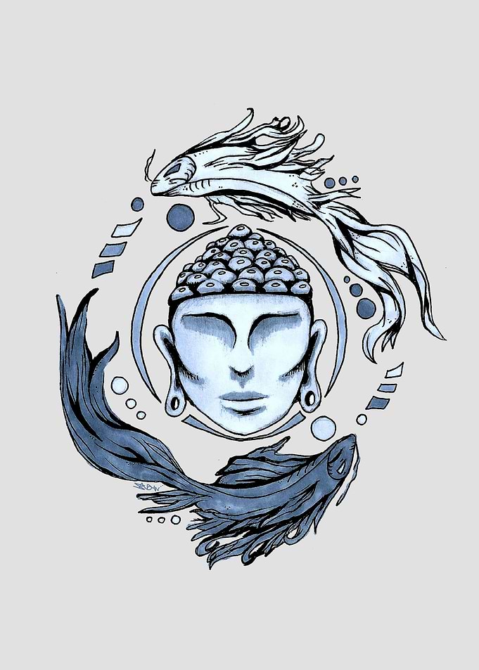 Buddha Yin Yang Koi Fish