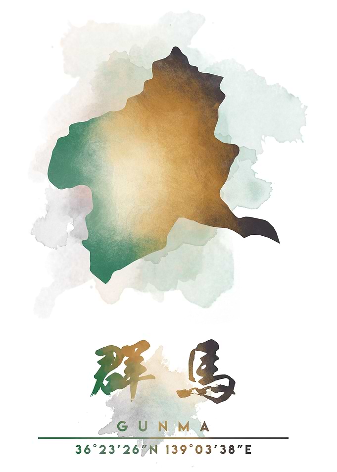 Gunma Watercolor Map