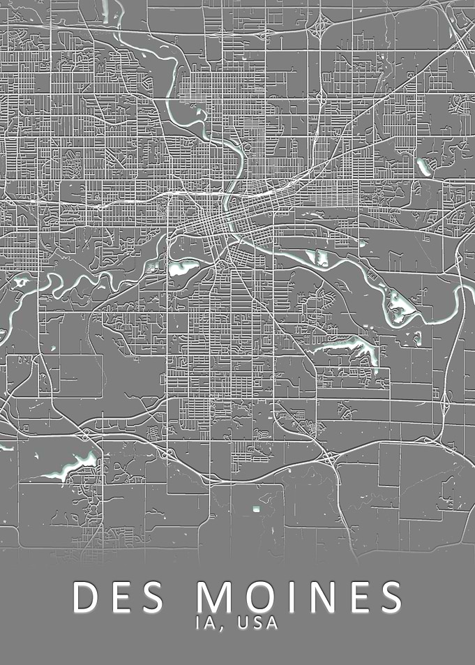 Des Moines IA USA City Map