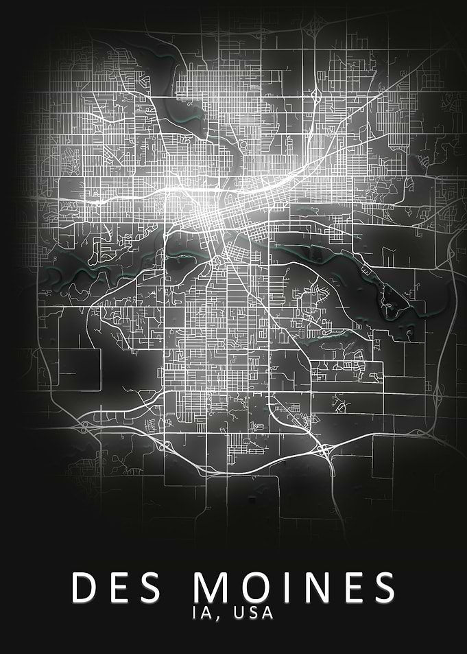 Des Moines IA USA City Map