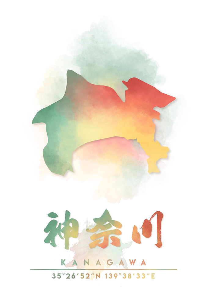Kanagawa Watercolor Map