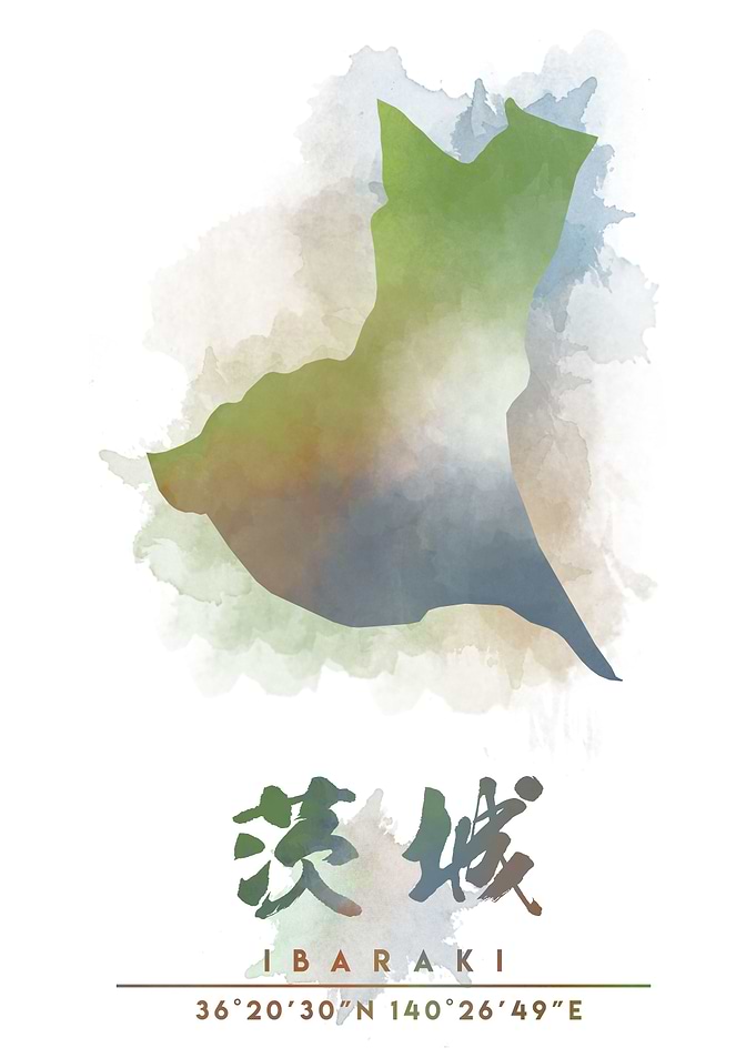 Ibaraki Watercolor Map