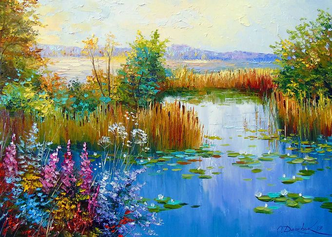 Flowers by the lake