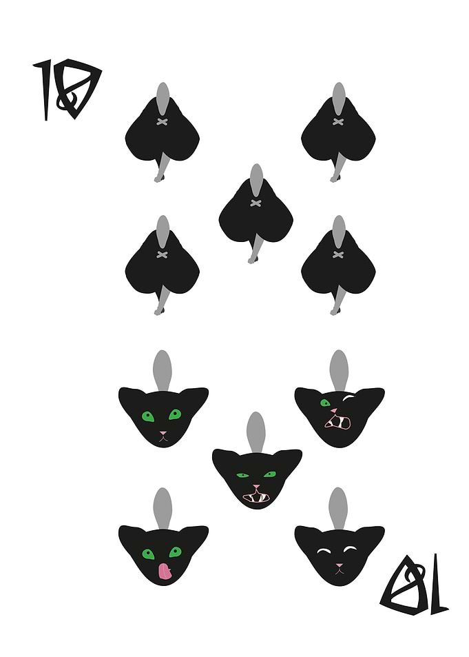 Spades Suit Ten of cats