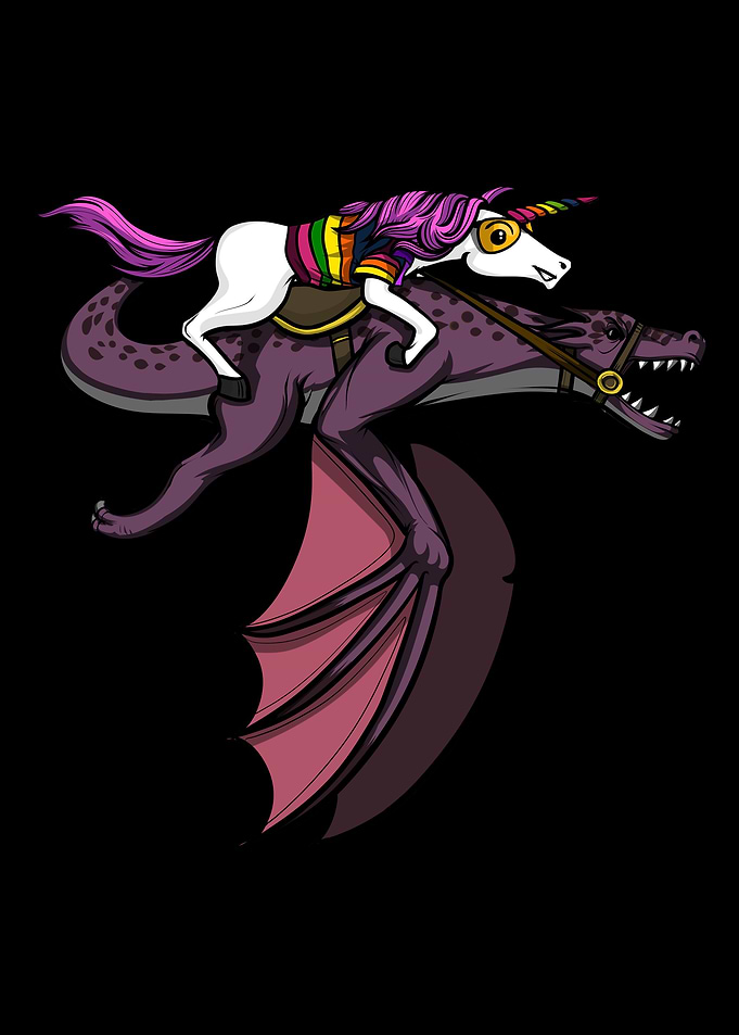 Unicorn Riding Dragon