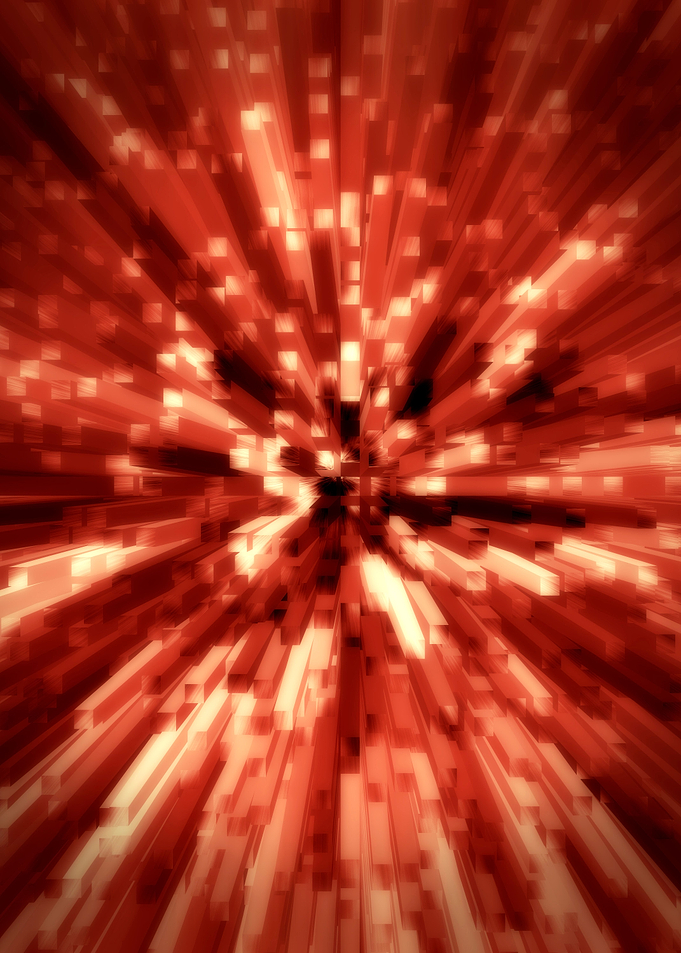 Cubes running abstract red