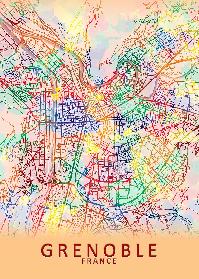Grenoble France City Map