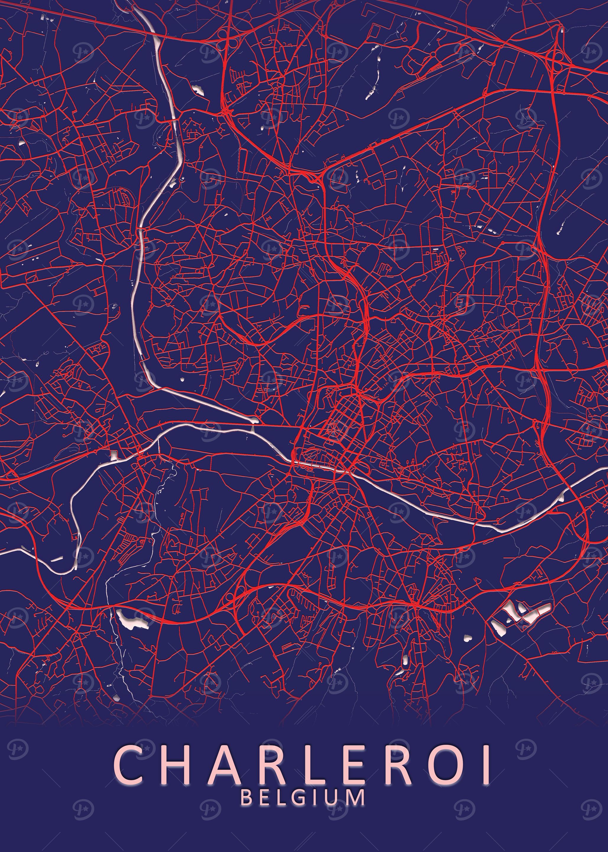 Charleroi Belgium City Map