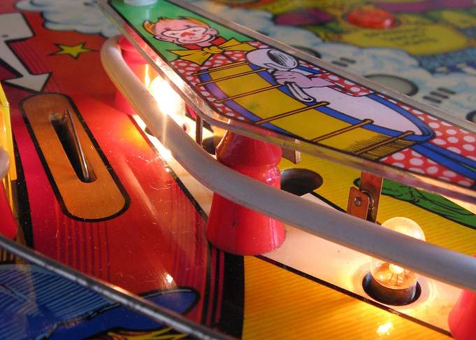 Close up of an old pinball
