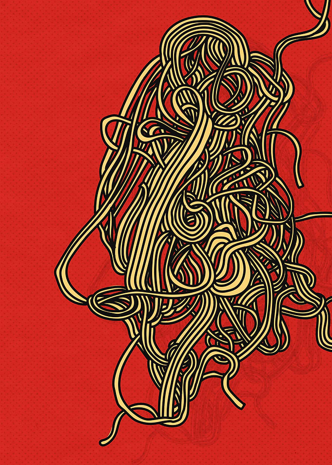 Spaghetti on Red