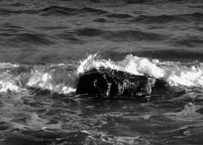 At sea