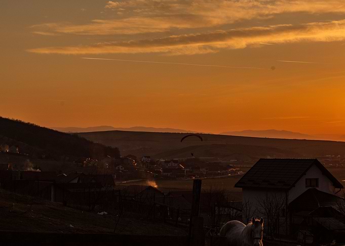 Sunset with paraglider
