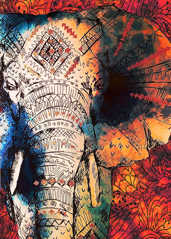 Sketched Indian Elephant