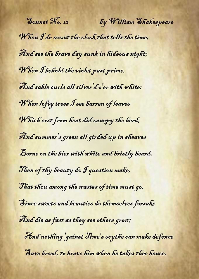 Sonnet 12 by Shakespeare