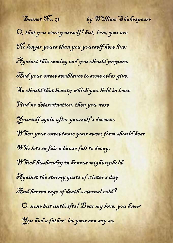 Sonnet 13 by Shakespeare