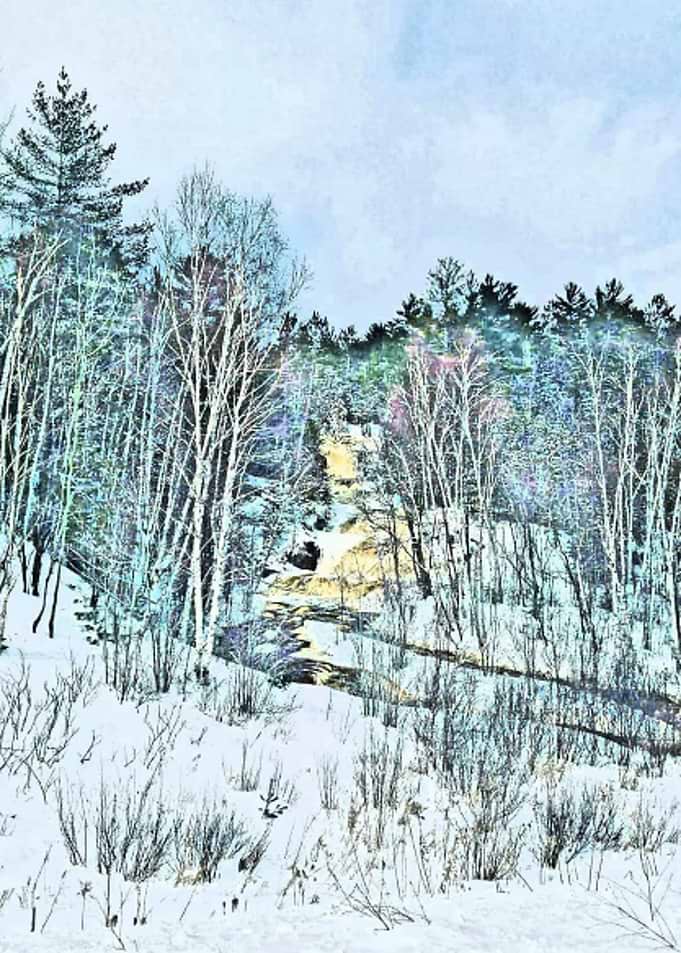 Winter Waterfall Sketch