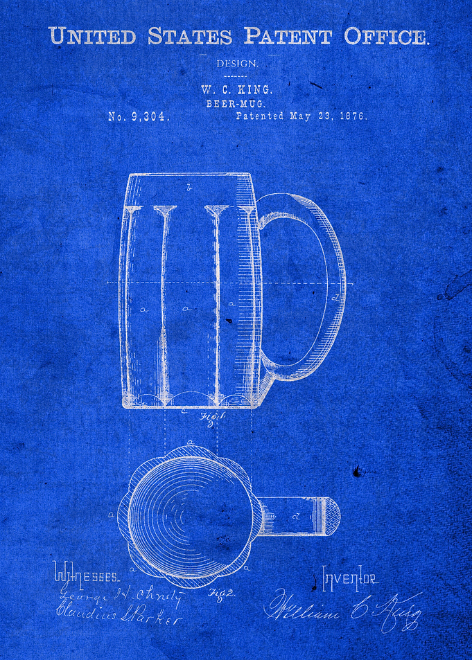Beer Mug Patent Blueprint