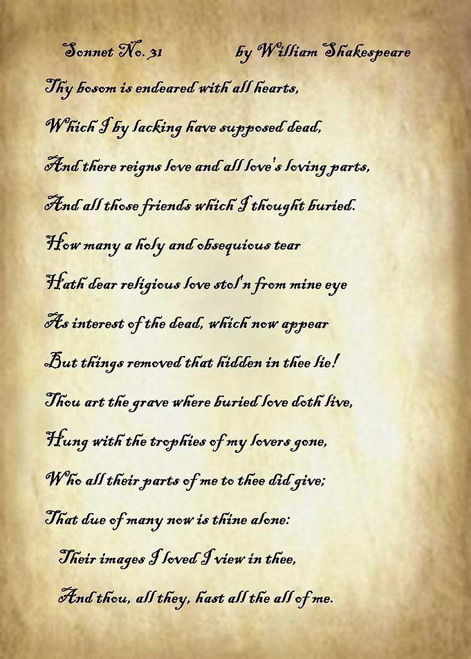 Sonnet 31 by Shakespeare