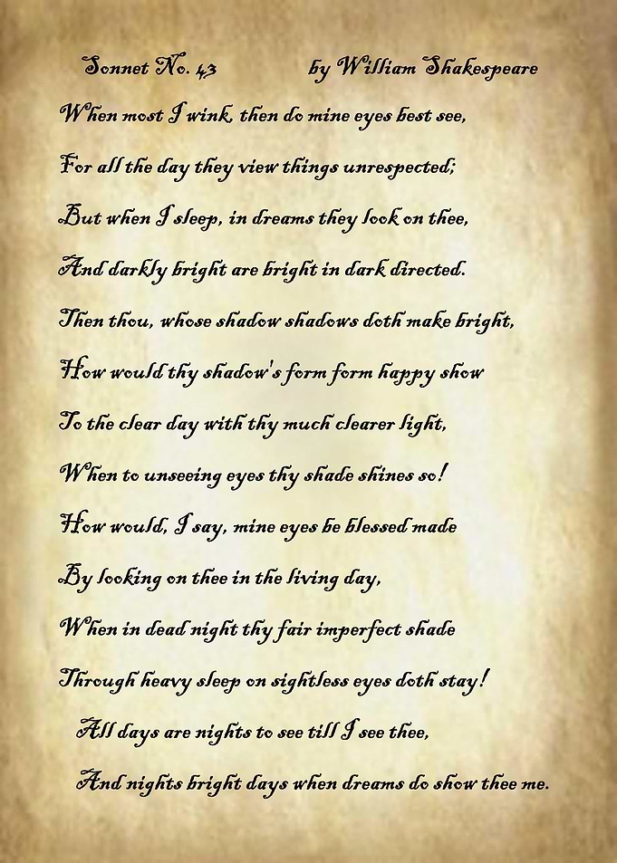 Sonnet 43 by Shakespeare