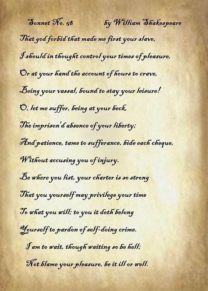 Sonnet 58 by Shakespeare