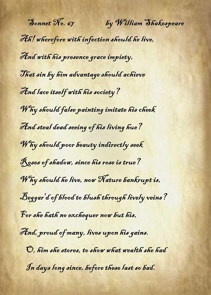 Sonnet 67 by Shakespeare