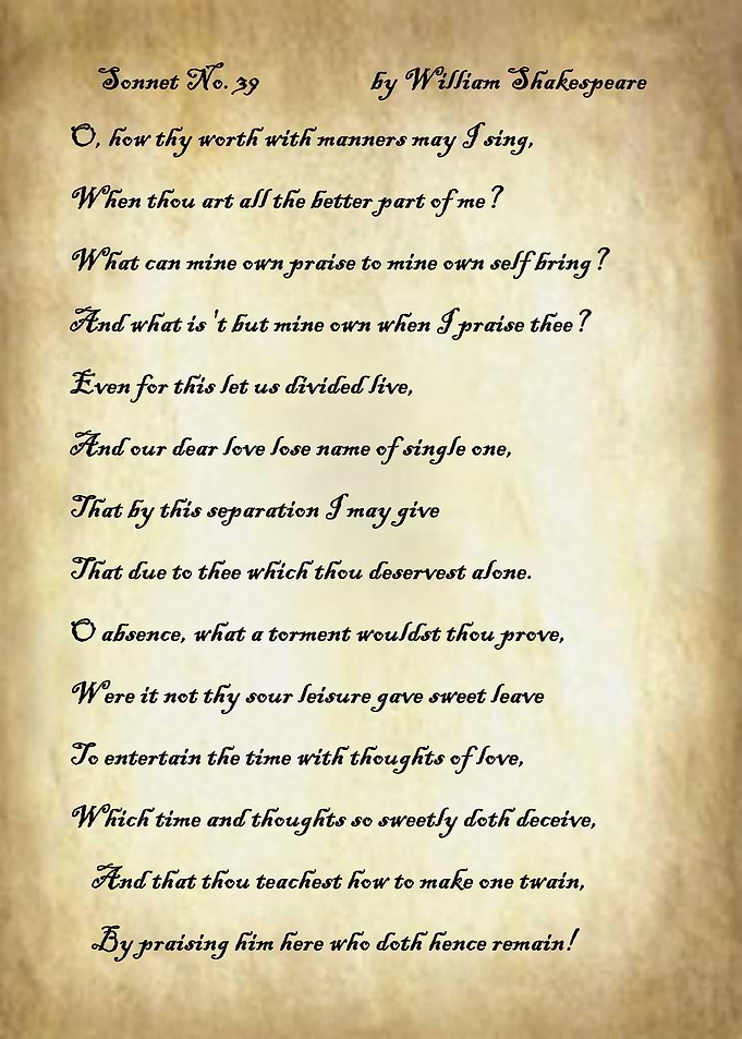 Sonnet 39 by Shakespeare