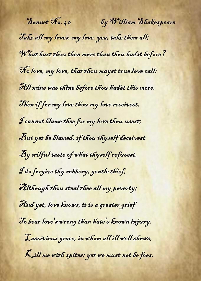 Sonnet 40 by Shakespeare