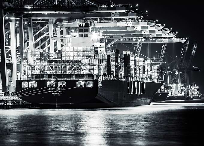 container port at night