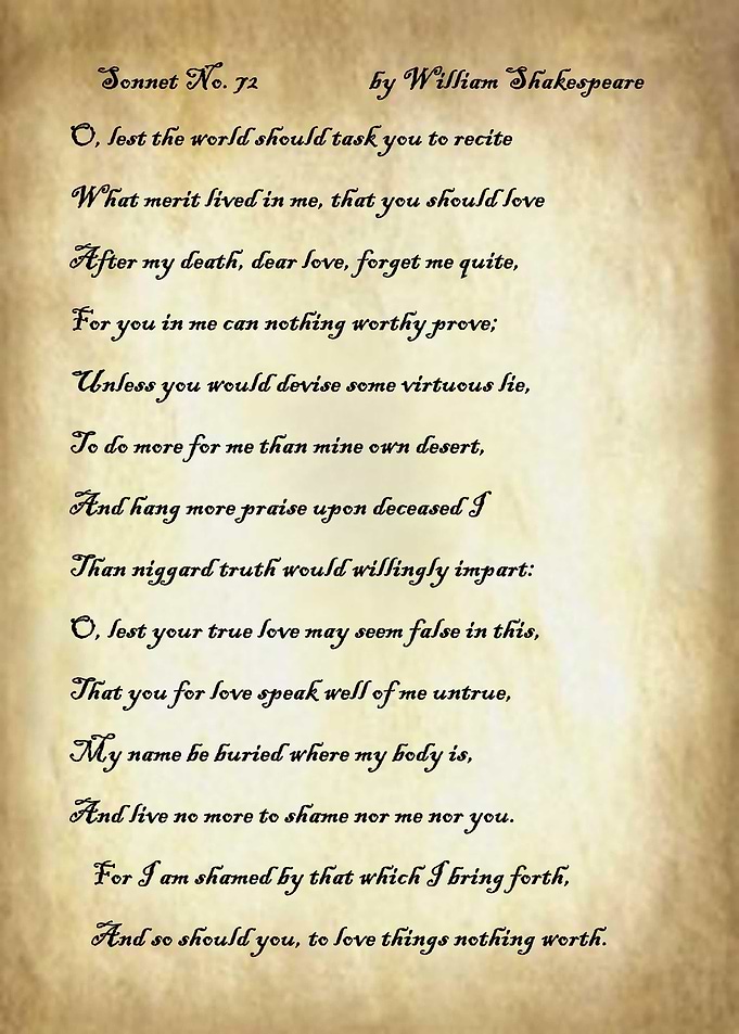 Sonnet 72 by Shakespeare