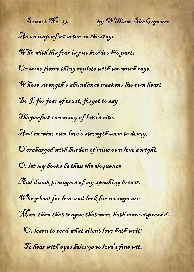 Sonnet 23 by Shakespeare