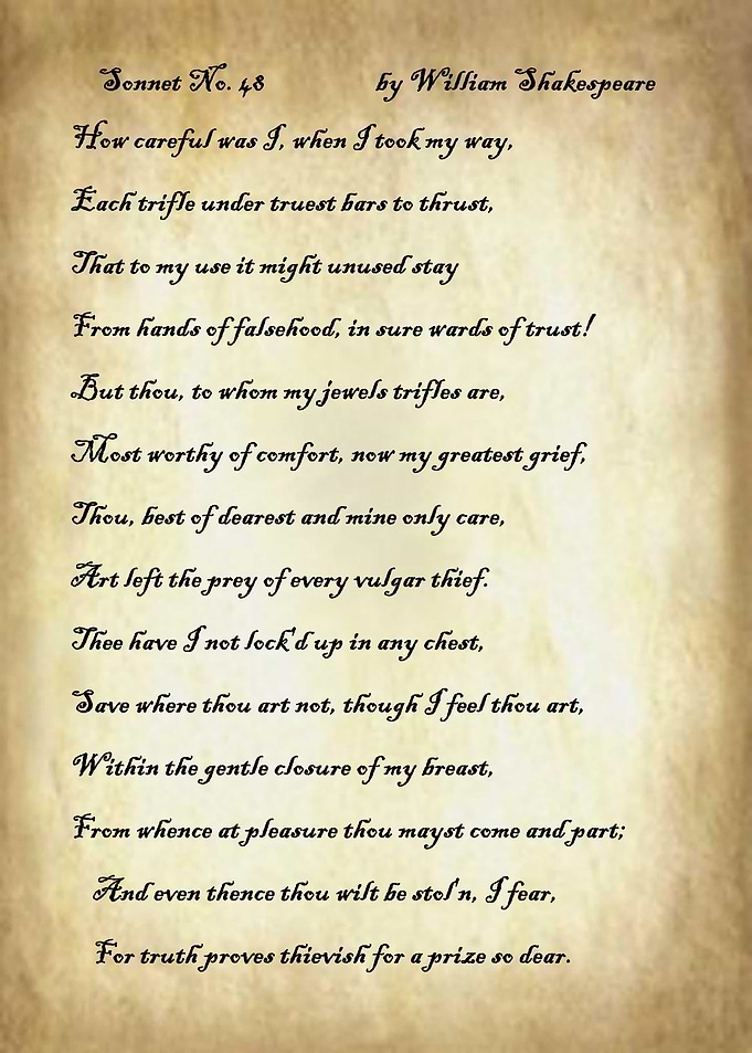 Sonnet 48 by Shakespeare